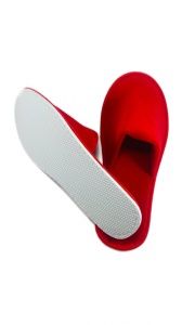 Тапочки велюровые красные, закрыт. мыс, подошва ЭВА 4,5 мм. мод.В-111