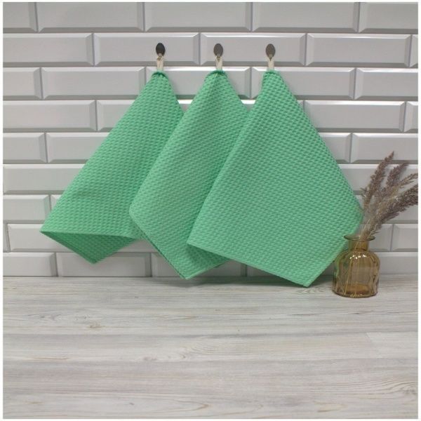 Полотенце кухонное "Вафельное", размер 40х60см,магическая  мята 100% хлопок, Вологда