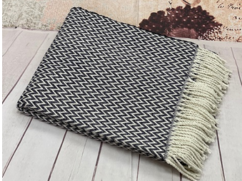 Плед "Валенсия", 140х200, 50% -хлопок, 30%- п/э,20%- пан, Антонио, бел-т.син, "VLADI" Украина