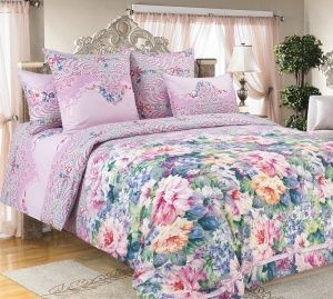 Постельное белье Перкаль 1,5 сп Влюбленность  (под. 150*215, простыня 150*220,наволочка 70*70-2 ш