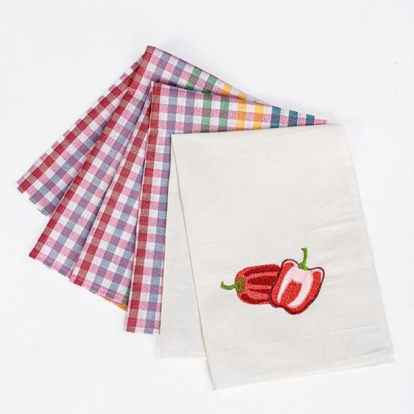 Комплект полотенец "Фазенда" вышивка перец,п/лен 50х70-3 шт