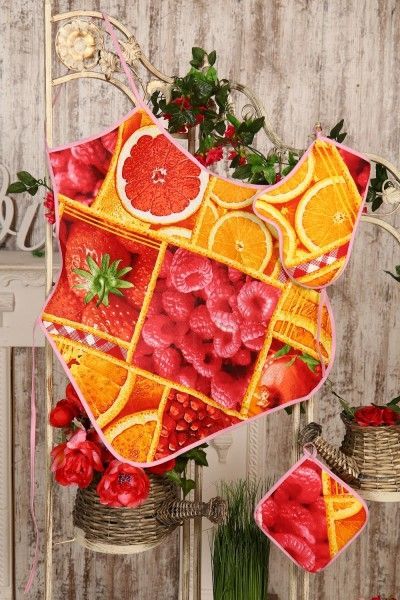 Набор кухонный (фартук, прихватка, варежка) рогожка, Авиком