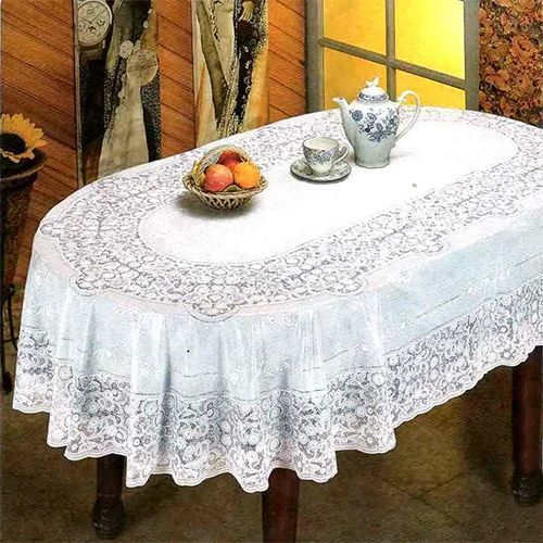 Скатерть ПВХ 150х230- овал, белый, Арт.С612-150WH, Декотекс